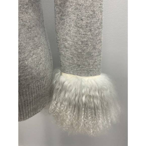 NEW INCASHMERE cashmere sweater with mongolian lamb cuffs in light grey - Picture 3 of 4